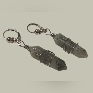 Gray Stone Drop Earrings